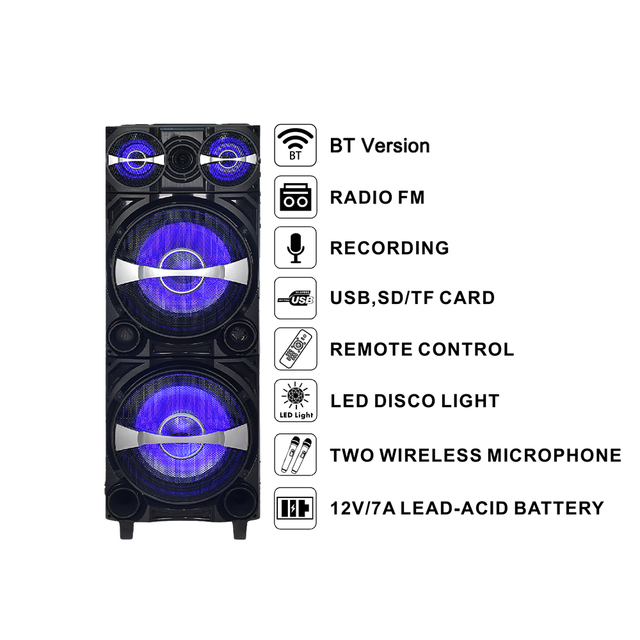 OEM Speaker Hifi Sound System Wireless Dual 12 Inches Subwoofers Blue Tooth Outdoor Portable Powerful Speaker