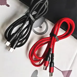 Kabel Data PD 60W Usb 3.0 Kabel Usb C Ke Usb C Pengisian Cepat dengan Nilon Dikepang untuk Pengisian Daya Ponsel Kabel/Laptop