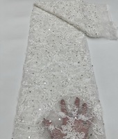 Superbe dentelle française 2026, tissu en dentelle brodée scintillante et pailletée, idéal pour robes de soirée et de fête