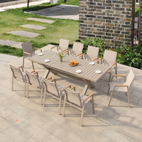 Ensemble de table et de chaises de salle à manger extensible pour l'extérieur, meubles de jardin, ensemble de salle à manger en aluminium pour patio, pour appartement, hôtel, restaurant