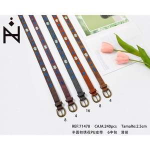 Cinturones de Tela Bordados de Cuero PU de 2.5cm de Ancho con Hebilla Semicircular, Paquete de 6 Colores, para Uso Casual - Product Image 2