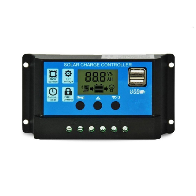 Wholesales 10A 30A 60A Solar Charge Controller for Solar Panel 12V 24V PWM LCD Dual USB PV Home Battery Charger