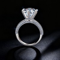 Bague en argent sterling S925 avec moissanite GRA 5 carats couleur D VVS pour femme, idéale pour fiançailles et mariage, avec gravure laser gratuite du logo.