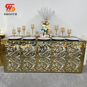 Mesas de Bar Modernas para Bodas, Cubierta de Vidrio Cuadrada, Base en Forma de Rosa, Mesa de Bar para Bodas, Taburetes Altos de Acero Inoxidable Dorado - Product Image 4