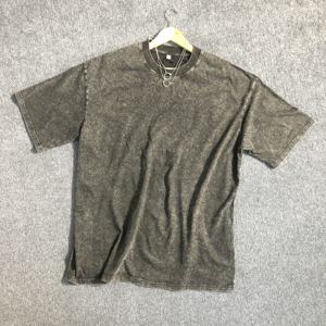 Venta al por mayor de algodón de gran tamaño en blanco Vintage 100% algodón lavado ácido verano caliente suelta impresión ropa de calle camiseta para hombre - Product Image 3