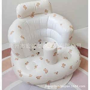 Asiento inflable para bebé, 45x35cm, silla de aprendizaje portátil de PVC con forma de calabaza grande para niños de 0 a 12 meses, Color leche - Product Image 2