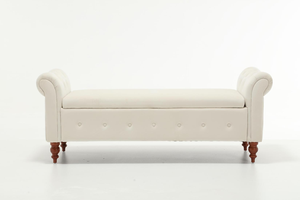 Banc de rangement moderne de luxe contemporain en bois massif avec pieds en forme de gourde, en tissu velours, pour chambre, appartement, entrée, villa, avec accoudoirs TOSEE - Product Image 3