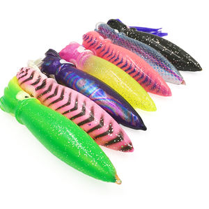 Meilleure vente, leurre de pêche en caoutchouc de 9 pouces, grande lueur dans <span class=keywords><strong>le</strong></span> noir, à la traîne, calmar, poulpe, jupes de remplacement, souple - Product Image 4