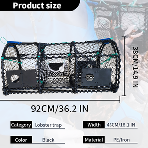 กับดักปูชุบสังกะสีและจุ่มหม้อปูสีดำอุปกรณ์ตกปลาสำหรับการจับปู - Product Image 5