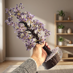 Árbol de Gemas Mixtas de Cuarzo Transparente y Amatista, 2000 Chips, Hecho a Mano, Envuelto en Alambre, Cristal Feng Shui, Sanación Espiritual, Meditación, Decoración para el Hogar - Product Image 2