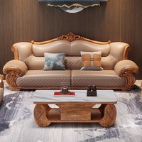 Luxuriöses Minimalistisches Leder-Ecksofa-Set mit Schwammgefüllten Kissen für Villa-Wohnzimmermöbel