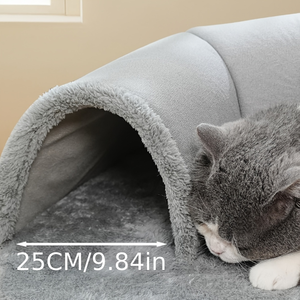 Lit tunnel pour chat 3 en 1 confortable, tapis de jeu pour chat et nid chaud avec base antidérapante pour chats, lapins et hamsters de petite à moyenne taille - Product Image 2