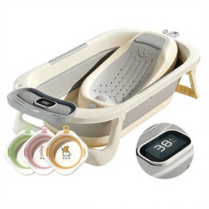 Ensemble de <span class=keywords><strong>baignoire</strong></span> pour bébé sensible à la température avec 3 bacs et <span class=keywords><strong>support</strong></span> de bain <span class=keywords><strong>pliable</strong></span> antidérapant, nouvelle conception - Product Image 1