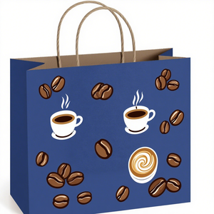 Sacs en papier kraft écologiques personnalisés KM avec poignées, tailles réglables, sacs de transport pour l'emballage à emporter des cafés - Product Image 4