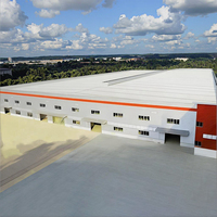 Entrepôt à deux étages abordable, structure en acier préfabriquée, bâtiment métallique préfabriqué avec bureau