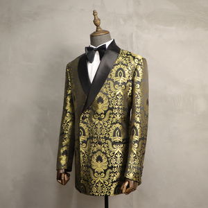 MTM Smoking de luxe à revers châle pour marié, tailleur, <span class=keywords><strong>costume</strong></span> de mariage pour <span class=keywords><strong>homme</strong></span>, suite de smoking dorée de style <span class=keywords><strong>baroque</strong></span> pour <span class=keywords><strong>homme</strong></span> - Product Image 3