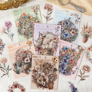 15 Stickers Per Pack Retro Floral Series Handbook Stickers Kids' Stickers Decals Handbook Supplies - Product Image 4