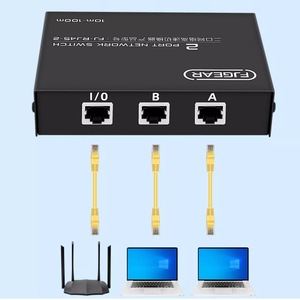 Conmutador de red FJGEAR de 2 puertos RJ45 con selector manual para compartir redes informáticas - Product Image 4