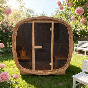 Sauna Exterior para 6 Personas con Calentador de 9KW, Puerta Cuadrada de Cedro Rojo y Vidrio Templado - Product Image 2