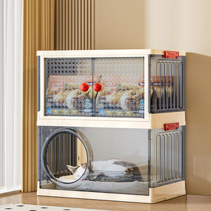 家庭用半密閉型多機能猫ハウス、猫のおやつやおもちゃ用の大容量プラスチック収納ボックス - Product Image 4