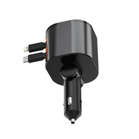 DC12-24V ABS + PC Chargeur de voiture télescopique USB Type C Chargeur de voiture rapide pour IPhone vers Android