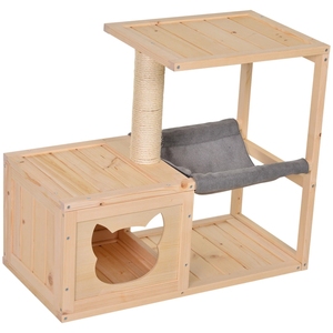 <span class=keywords><strong>Arbre</strong></span> à <span class=keywords><strong>chat</strong></span> <span class=keywords><strong>en</strong></span> <span class=keywords><strong>bois</strong></span> naturel, maison pour <span class=keywords><strong>chat</strong></span> <span class=keywords><strong>en</strong></span> <span class=keywords><strong>bois</strong></span> massif <span class=keywords><strong>avec</strong></span> hamac et poteaux à gratter - Product Image 3