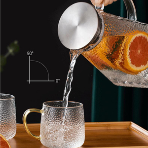<span class=keywords><strong>Carafe</strong></span> à eau carrée <span class=keywords><strong>en</strong></span> <span class=keywords><strong>verre</strong></span> martelé avec poignée 1,5L/1,8L <span class=keywords><strong>en</strong></span> borosilicate de haute qualité pour la maison et la cuisine - Product Image 4