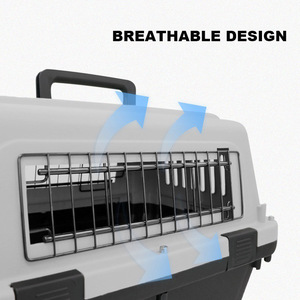 <span class=keywords><strong>Cages</strong></span> de voyage pour animaux de compagnie avec poignées Chenil pour chien Porte métallique Caisse pour chien et chat Plateau en plastique pour voiture aérienne Transport extérieur - Product Image 3