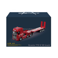 Huina 1302A Modèle de camion tracteur porte-remorque en alliage 770S V8 1/24 14CH 2.4G RC, camion de transport d'ingénierie à plateau plat