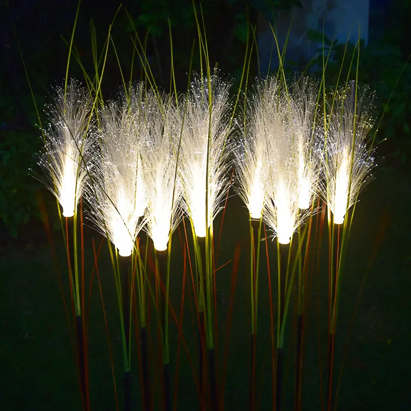 Led serat optik surya lampu buluh luar ruangan simulasi cahaya lanskap buluh dekorasi halaman lampu steker rumput daya