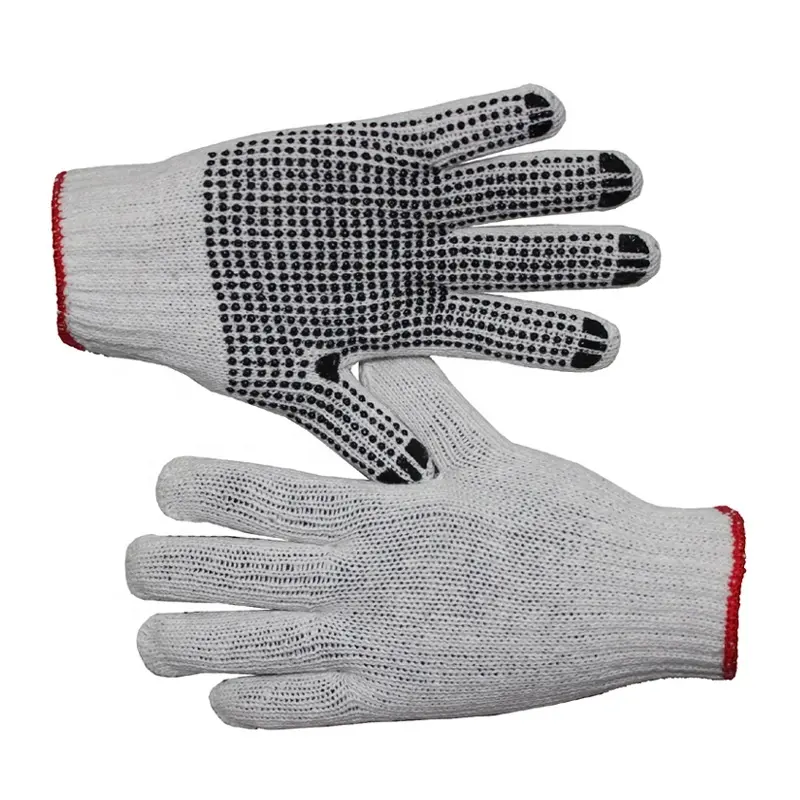 Cheap Men Anti-Slip Cotton Knitted Polka PVC Dotted Dots Dot Construction Safety Work Hand Protect Glove Luvas Guantes Factory