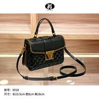 Tas Selempang Wanita Vintage Diamond Quilted Satchel, Tas Bahu Klasik Retro dengan Tutup Atas dan Pegangan, Tas Wanita