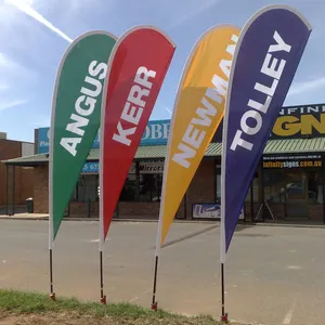 Custom Flag Outdoor Advertising Banner Stands Polyester Teardrop Bow Flex Flying Beach Feather Flag