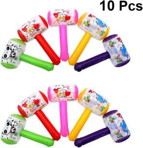 PVC 10pcs 삐걱 거리는 망치 소리 벨 광대 손잡이 망치와 풍선 만화 망치 유아 어린이를위한 재미있는 장난감 - Product Image 3