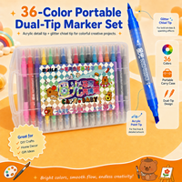 Marqueurs acryliques à double pointe avec paillettes, étui de transport portable, stylos à peinture pour le dessin, la coloration, les travaux manuels et l'art DIY