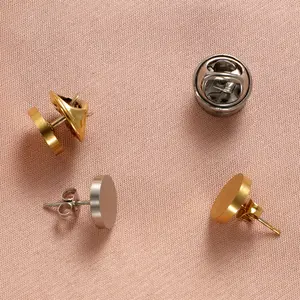 Brooch Diy Making Findings Lapel Pin Backings Silver Metal Clasp Brass Round Clutch Pin Backs