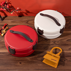 Red Round Candy Box With Compartments For Snacks And Dried Fruits Storage Gift For Home Or Wedding - Product Image 3