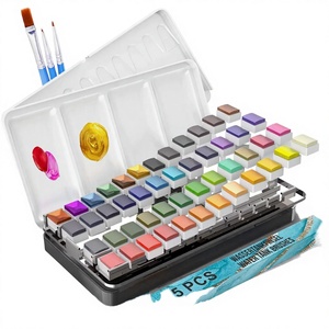 Ensemble de <span class=keywords><strong>peinture</strong></span> à l'eau métallique solide de 48 couleurs avec pinceaux à eau et palette pour artistes, étudiants et débutants - Product Image 3