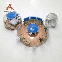 Dôme de glamping géodésique en polycarbonate PC Kawagebo Kamp (KK) 6m + 4m + 2.5m avec salon intégré