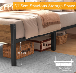 Cadre de lit moderne en métal avec lattes en bois de pin massif - Robuste, silencieux, montage facile, certifié FSC. - Product Image 4