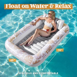 Flotteur gonflable <span class=keywords><strong>de</strong></span> chaise longue <span class=keywords><strong>de</strong></span> piscine <span class=keywords><strong>de</strong></span> bronzage, flotteurs <span class=keywords><strong>de</strong></span> piscine <span class=keywords><strong>de</strong></span> 70 "x 46" pour adultes avec oreiller, salon <span class=keywords><strong>de</strong></span> lit <span class=keywords><strong>de</strong></span> bronzage pour l'eau, boule pour enfants - Product Image 2