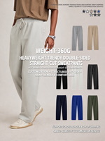 Pantalon de survêtement droit pour homme en tissu double face, taille élastique avec cordon de serrage, respirant, décontracté, coupe ample avec poches latérales