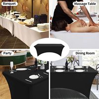 Housses de table extensibles noires pour événements, banquets, housses de lit de massage, housses de table ajustées de 6 pieds pour décorations de mariage et de fête en spandex