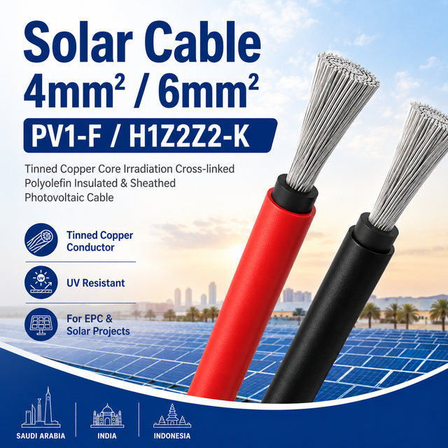 Solar DC Cable 4Mm 6Mm 10Mm 16Mm for Utility Scale Solar Energy Projects