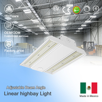 Projecteur LED linéaire à angle de faisceau réglable, prêt à l'emploi, avec capteur et douille, fabriqué au Mexique, DLC 6.0 ETL, éclairage d'entrepôt