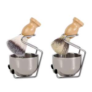 Brocha de afeitar, brocha para espuma de afeitar, tazón de jabón de acero inoxidable, brocha de afeitar manual para hombres, soporte para brocha de afeitar - Product Image 5