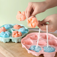 Moule en silicone à 6 cavités pour sucettes glacées, motif mignon patte d'ours et patte de chat, qualité alimentaire, pour aliments pour bébés, crème glacée, gelée, chocolat