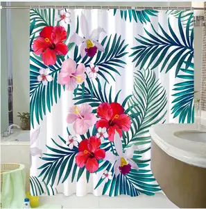 India Mandala Flower Geometric Bath Curtain Polyester Sunlight Green Plant Shower Curtain