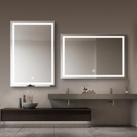 Miroir de salle de bain LED avec écran tactile à intensité variable, miroir LED avec lumière, verre testé selon la norme EN12600