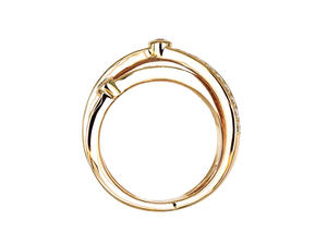 Bague en or rose 18 carats multi-brins entrecroisés avec pavé de diamants et pierre centrale, bijou de luxe pour femme - Product Image 3